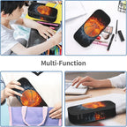 Basketball Pencil Box Black Kids Pencil Case for Boys Youth, Big Capacity Canvas Pen Pouch Marker Bag, Portable Travel Storage Box Desk Office Organizer, Sports-Themed Stationery Organization Bag