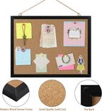 FEBSNOW Cork Board Bulletin Board 15.7 x 12 Inches with Rectangle Black Frame Hanging Pin for Office Home Message Board or Vision Board Decoration