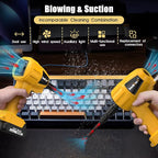 Kachiari High Volume Compressed Air Duster with 20V Max Battery, 50000RPM Brush Motor, LED Light, 6 Multi-Use Accessories - Ideal for PC Keyboard, Car Cleaning （Battery Included）
