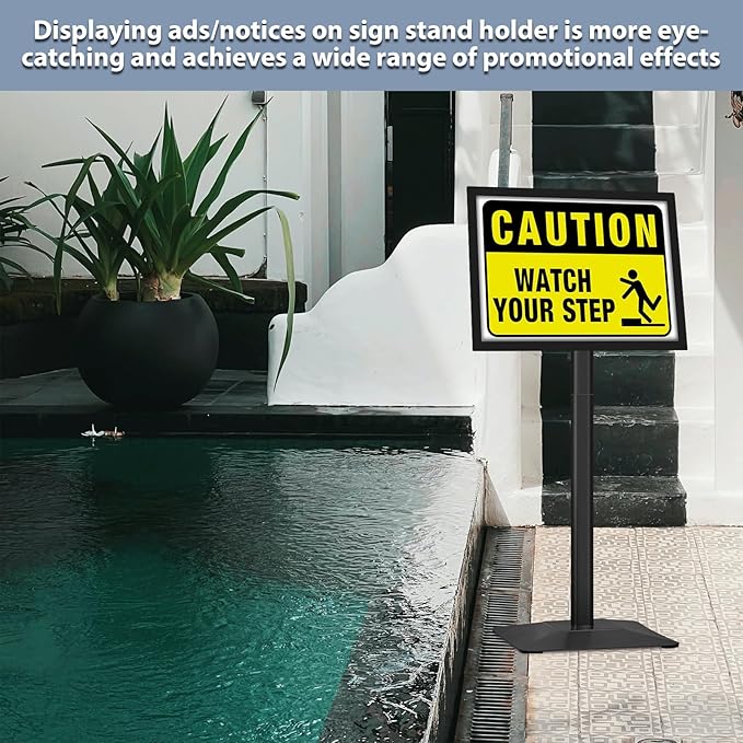 STANDNEE Heavy-duty Poster Stand Holder 11"x 17" Pedestal Floor Standing Sign Holder Vertical and Horizontal View Sign Display, PVC Magnetic Frame, Black