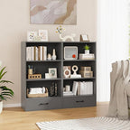 Tangkula 3 Tier Bookcase with Drawer, 42.5”Tall Freestanding Bookshelf with 3 Open Shelves & 1 Drawer, Anti-toppling Devices, Modern Display Storage Organizer for Home Office (Grey, 42.5" H)