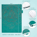 Legend Hourly Schedule Planner PRO Dated Jan 2026-Jan 2027 – Deluxe Weekly & Daily Organizer with Time Slots. Appointment Book Journal for Work & Time Management, A4 Hardcover, Viridian Green