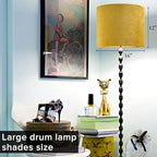 GO&SO Set of 1 Large Drum Yellow Velvet Lamp Shade -16" Top x 16" Bottom x 12" High(Spider) Modern Lamp Shades For Table Lamps & Bedside Lamp Replacement Lampshade, Hand Crafted, Required Assembly