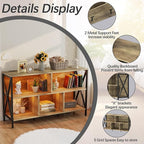 Horizontal Bookshelf,Industrial Modern 5 Cube Low Wide Cubby Bookcase with led Light,Long Wood and Metal Storage Organizer Open Shelf, Short Book Shelf Bedroom Storage for Home Office Living Room(Oak)