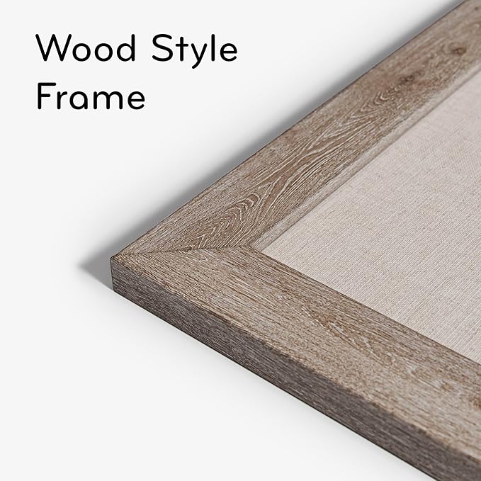 U Brands Linen Bulletin Board, 36" x 48", Rustic Wood Style Frame, Industrial Grade Pinning Surface