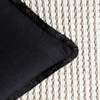 Foindtower Set of 2 Decorative Linen Fringe Throw Pillow Covers Cozy Farmhouse Boho Cushion Cover with Tassels Soft Accent Pillowcase for Couch Sofa Bed Living Room Home Decor 20×20 Inch Black