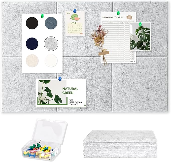 Large Cork Board Tiles for Wall with Push Pins, Removable 36" x 24" Bulletin Board Sets, Adhesive Pin Board | Magrowill 6 Packs Felt Panels for Office Home Classroom Dorm Interior Wall Decor