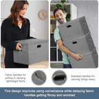 Graciadeco Large 17" 36 Quart Collapsible Stackable Storage Bins with Lids, 3 Packs Black and White Mix Linen Fabric Closet Boxes with Lids, Storage Cube Baskets Container Organizers (17x12x11)