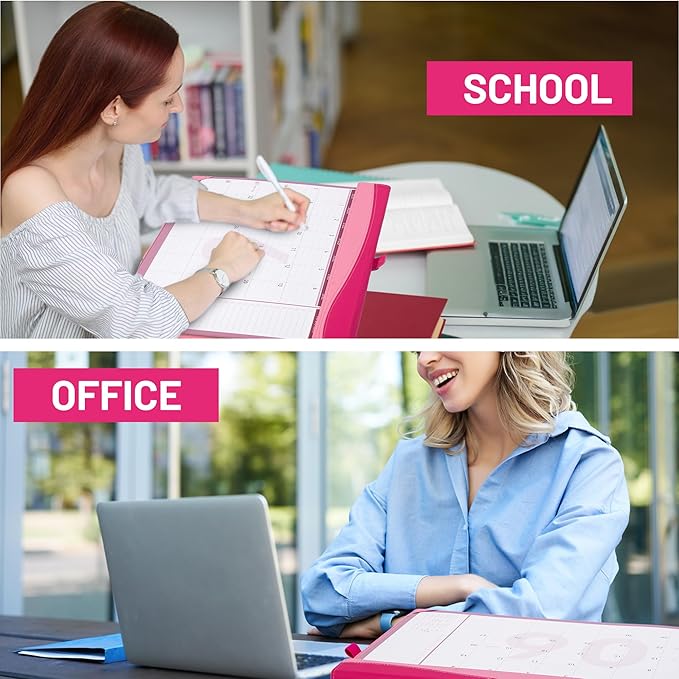Yoment Desk Calendar 2026, Jan 2026-Dec 2027, 2026 Desk Calendar Large 17 x 12, 2026 Calendar with Plastic Cover, Pockets, to-Do Lists, Desktop Wall Calendar 2026-2027 for Office School Home, Pink