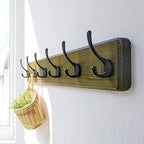 Dseap Coat Rack Wall: 24" Long, Patented, Heavy-Duty, 6-Double-Hooks Wooden Wall Mounted Coat Rack Coat Hanger Hook Rail for Winter Coats Hat Jacket Clothing, Weathered Green, Pack of 2