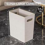 Beige White Trash Can Waste basket,3/4 Gallon Office Pu Leather Wastebasket with Gold-Tone Edging Decoration for Bathroom, Garbage Cans for Toilet Bedroom Living Room, Office home modern decor
