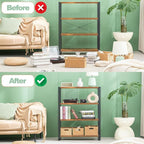 HCHQHS Bookshelf, 4-Tier Industrial Bookcase, Rustic Open Book Shelf, Freestanding Tall Bookshelves with Metal Frame