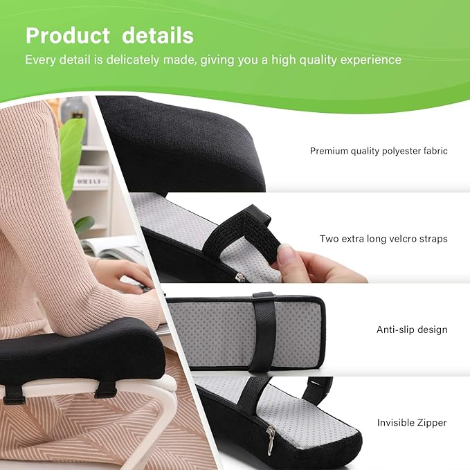 LargeLeaf Ergonomic Office & Gaming Chair with Memory Foam Armrest Pads 2-Piece Set