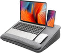 HUANUO Lap Laptop Desk - Portable Lap Desk with Pillow Cushion, Fits up to 15.6 inch Laptop, with Anti-Slip Strip & Storage Function for Home Office Students Use as Computer Laptop Stand - Grey
