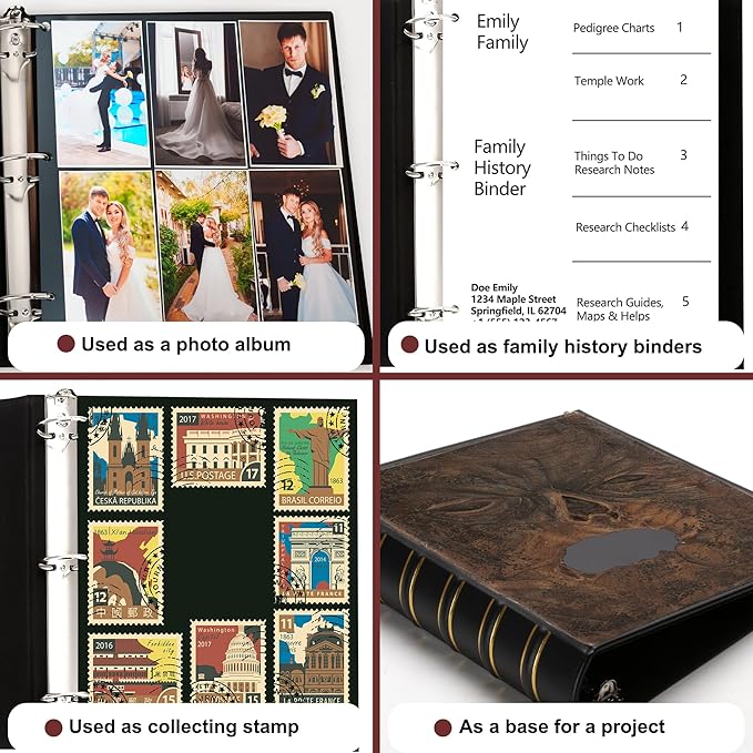 LETVPVOW Vintage Hardback 3 Ring Binder 3 Inch, Professional Leather Binder 3 Ring, Three Ring Binders Fits 8.5 x 11, D Ring Binders for Photo Album, Home, School and Office Supplies- Dark Green