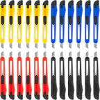 DIYSELF 24Pack Box Cutters (9MM Wide Blade Cutter) Utility Knife Box Cutter Retractable, Compact, Extended Use for Heavy Duty Office, Home, Arts Crafts, Hobby(Mix)