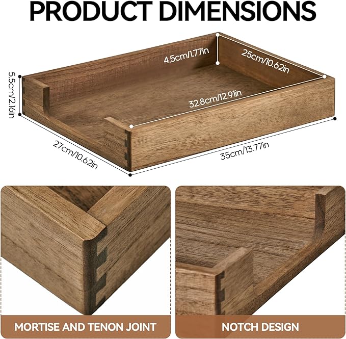 Kirigen Wood Letter-Size Tray Single-Tier(TP-DBR)- Wooden Tones Collection Front-Load Documents Tray for Office Desktop Organizer - Desk Magazine, File, Folder, Paper Holder Drak Brown