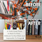 XPH Team Office Pen Pencil Holder Organizer for Desk, Team Appreciation Gifts for Employees, Gifts for Coworkers Women Men Wooden Box Sign for Home Office Desk Tabletop Decorations