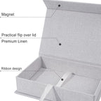 Sprsthai 5x7 Archival Photo Storage Box with Lid – Stackable Memory Keepsake Organizer for Photos, Certificates, Jewelry & Scrapbooking Supplies Grey