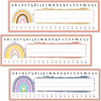 Name Tags Rainbow Theme, Boho Rainbow Name Labels for Students Desks - 30 Pack (01)