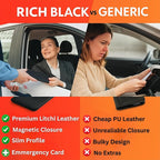 Premium Leather with Magnetic Shut Car Registration and Insurance Card Holder, Glove Box Organizer for License, Cards & Documents, a Car Wallet for All Vehicle Needs and Car Accessories: Black