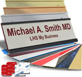 Personalized Name Plate with Choice of Mounting Holders for Walls, Doors, Cubicles, Hanging and More - Custom Light Gray Plastic Burgundy Letters - USA Made 2x12 - B21