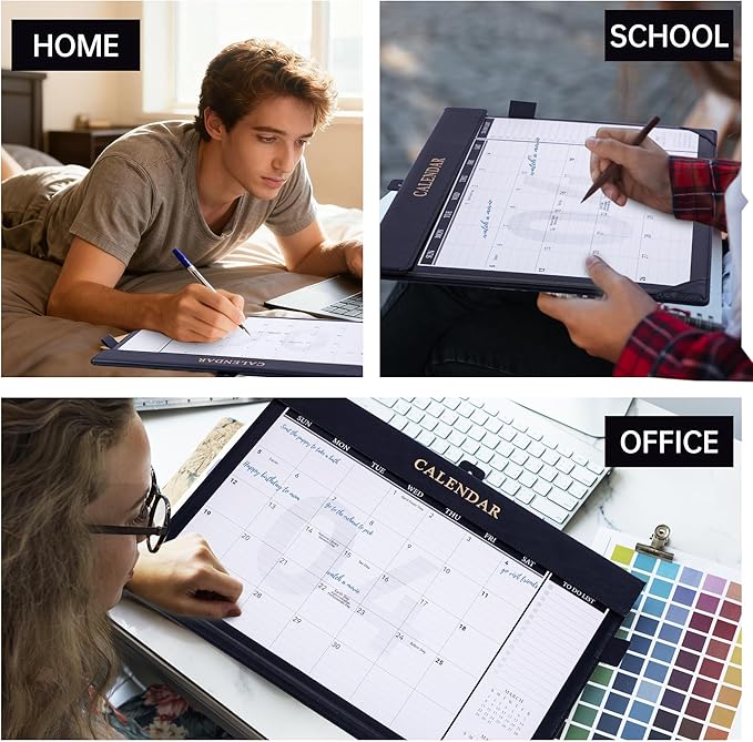 Yoment Desk Calendar 2026-2027, Jan 2026-Dec 2027, Large Desk Calendar with To-Do Lists, 24 Months Leather Desk Pad Wall Calendar with PVC Cover for Work Office School Home Women Men, 17 x 12, Black