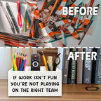 XPH Inspirational Pen Pencil Holder Organizer for Desk, Inspirational Gifts for Women, Teamwork Team Gifts for Employees Coworkers Wooden Box Sign for Home Office Desk Tabletop Decorations