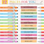 Zonon 12 Pcs Inspirational Pens Bulk Funny Ballpoint Pen with Stylus Tip Motivational Gifts for Valentine's Day Teacher Coworkers Nurse School Office Supplies(Macaron,Boss Lady)