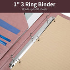 Geslun Personalized Vegan Leather 3 Ring Binder, Custom 8.5 x 11 Letter Size Folio with Pen Holder, Soft Notebook Portfolio Cover, Notepad Padfolio Organizer for Meeting, Pink
