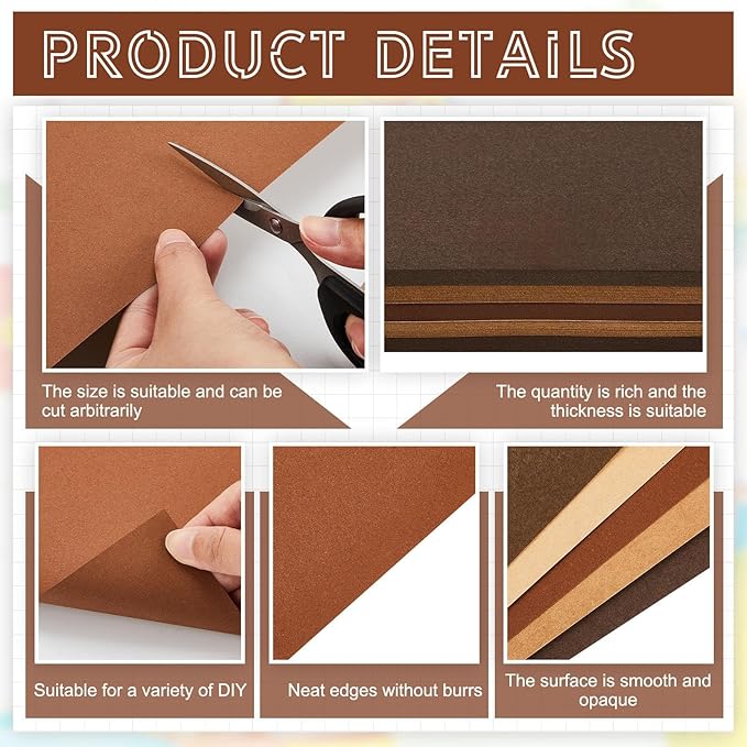 Sinmoe 40 Sheets 5 Shades Cardstock Paper 8.5 x 11 Inches 180gsm Solid Core Printer Paper for Scrapbooking DIY Arts Crafts Making Office Home Supplies (Brown Series)