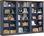RWYHG 70" Blue Tall Bookshelf Set of 3,5-Tier Thick Wooden Book Shelf with Adjustable Shelves,Free Standing Farmhouse Bookcase with Open Display Storage,Floor Vintage Bookshelves for Living Room