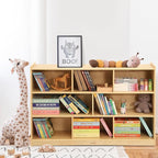 Bateso Toy Storage Organizer for Kids Room, Wooden Kids Bookshelf for Classroom, Cube Storage Organizer for Playroom, 8-Section Montessori Bookshelf & Toy Shelf for Nursery