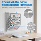 KZWKRG 6 Tier Wall File Organizer Hanging Vertical File Organizer, Wall Mounted Mail Paper Document Folder Holder, Mesh Magazine Rack Mail Document Organizer for Office School Home