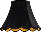 GOSO Black Scalloped Lamp Shades Set of 2 Medium Replac, Braids with Petal Edges,6×13×9.8 Inch Spider Lamp Shade for Table Lamp and Floor Lamps Easy Assembly, Modern Faux Silk Shades for Living Room