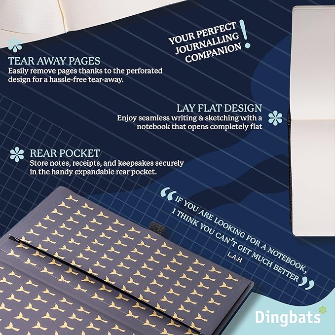 Dingbats* - Wildlife Dotted Extra Large A4 Notebook - PU Leather Hardcover Journal for Work, Writing - Pocket, Elastic Closure, Pen Holder, Bookmark