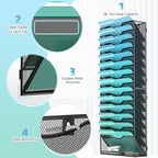 Gawerk 15-Tier Wall File Organizer Hanging Wall File Holder Wall Mount Paper Folder Organize, Mesh Magazine Document Mail Organizer Wall Organizer for Office School Home, Black