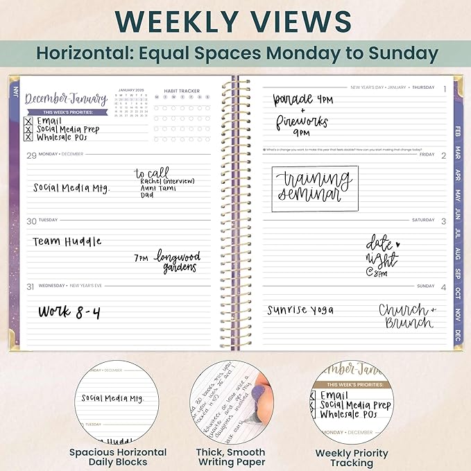 bloom daily planners HARDCOVER 2026 Planner (January to December) - 8.5” x 11” Weekly & Monthly Dated Agenda Organizer Book with Stickers & Tabs - Good Things Are Coming