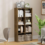 Jpiziso 8 Cube Storage Organizer, Cube Shelf with Heavy-Duty Thick Boards, 25.12" L x 9.37" W x 48.74" H, Smooth Easy-Clean Panels, Simple Assembly, for Living Room Bedroom Office, Brown