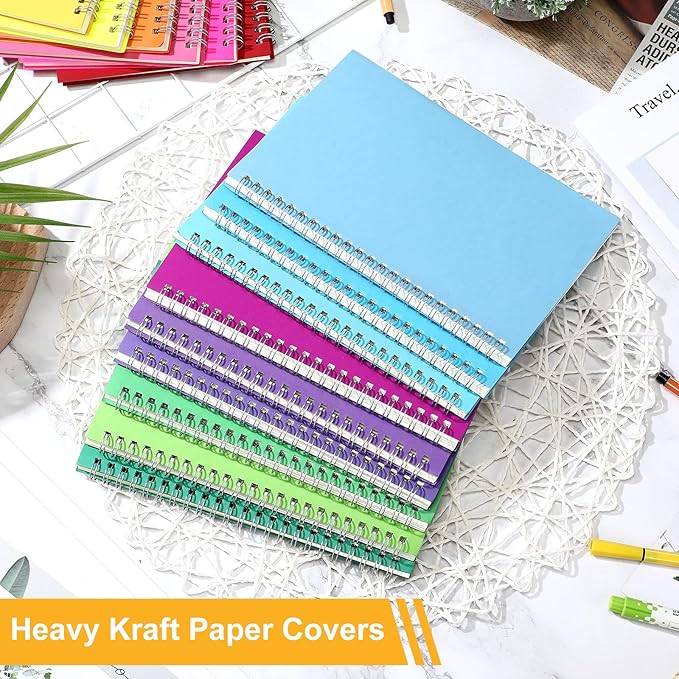 Pasimy 15 Pcs Bulk Spiral Notebook, College Ruled Spiral Bound Notebooks Journals 8.3 x 5.5 Inch, 15 Pastel Color Journals School A5 Writing