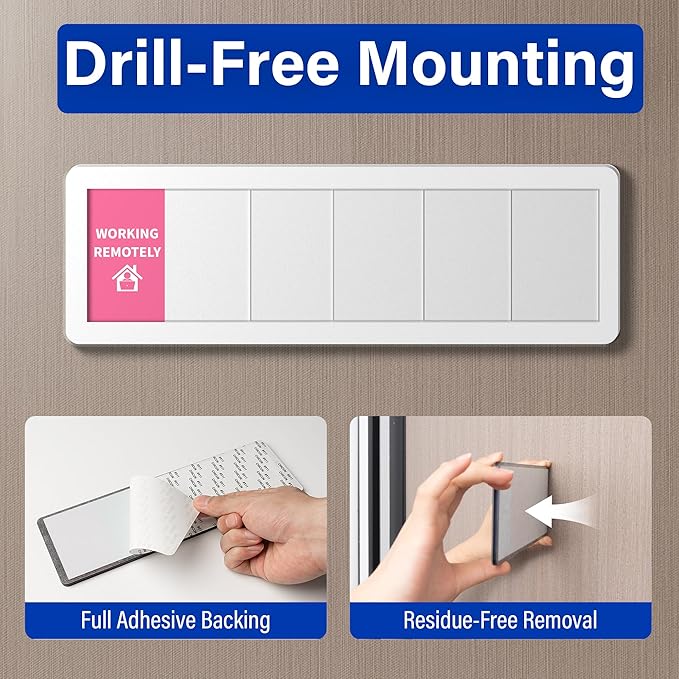 Office Door Signs with 6 Printed Status Options – Do Not Disturb, Out of Office, In a Meeting, Please Knock, Work from Home, Back Soon – Includes Custom Personalized Blank Sticker for Privacy Workspace or Studio Available and Away
