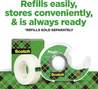 Scotch Magic Tape, 12 Rolls (2 x 6-Packs) Each with Dispenser, Invisible Matte Finish, Permanent Adhesive, 3/4 in x 350 in per Roll, Ideal for Home, School and Office