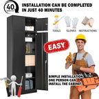 TaskStorz Storage Cabinet, 87 Inch Tall Metal Storage Cabinet with Doors and Shelves,Heavy Duty Metal Cabinet, Pantry Cabinets for Kitchen Storage, Garage Cabinet for Living, Dining Room.