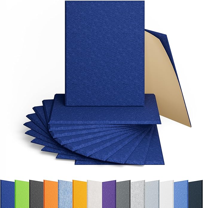 Amantech 12 Pack Acoustic Panels Self Adhesive Sound Proof Foam, High Density Sound Acoustic Panel, 16X12X0.4 Inch 4:3 Rectangle Panels in Home, Office, Reccording Room, Studio, more(Telecom Blue)