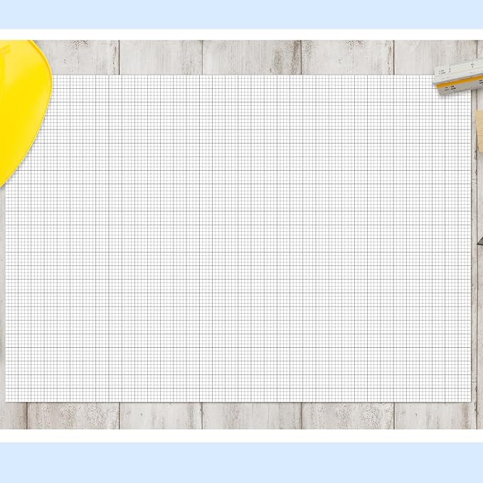 Fuyoooo 25 Sheet Graph Paper Pad 24" x 36" Large Graph 1" and 1/4" Ruled Grid Paper for Engineer Architect Designer Mathematician Draftsmen Sketch House Commercial Building Plan Drafting(White)