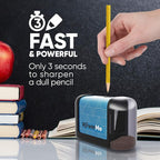 POWERME Battery-Operated Electric Pencil Sharpener for Kids, School, Home, Office - for No. 2 Pencils and Colored Pencils
