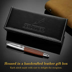 BEILUNER 318 Luxury Personalized Leather Pen, Hand-Stitched Premium Leather, Chrome-Plated Finish, Schmidt Refill, Fancy Rollerball Pen Gift Set for Men & Women, Executive Writing, Nice Designer pen