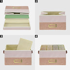 Vienrose Greeting Card Organizer Box with 20 Removable Dividers, 84 Self-Adhesive Labels, Foldable Storage Box Great for Greeting Cards, Photos, Envelopes, Stickers, Postcards Light Pink&Lotus