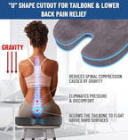 Everlasting Comfort Doctor Recommended Memory Foam Seat Cushion for Office Chairs & Car - Ergonomic Office Desk Accessories - Cushions for Tailbone Pain Relief, Sciatica (Gray, Large)