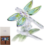 H&D HYALINE & DORA Crystal Dragonfly Animal Figurine Gift,Diamond Decor Christmas Wedding Party Home Collectible Paperweight,Green